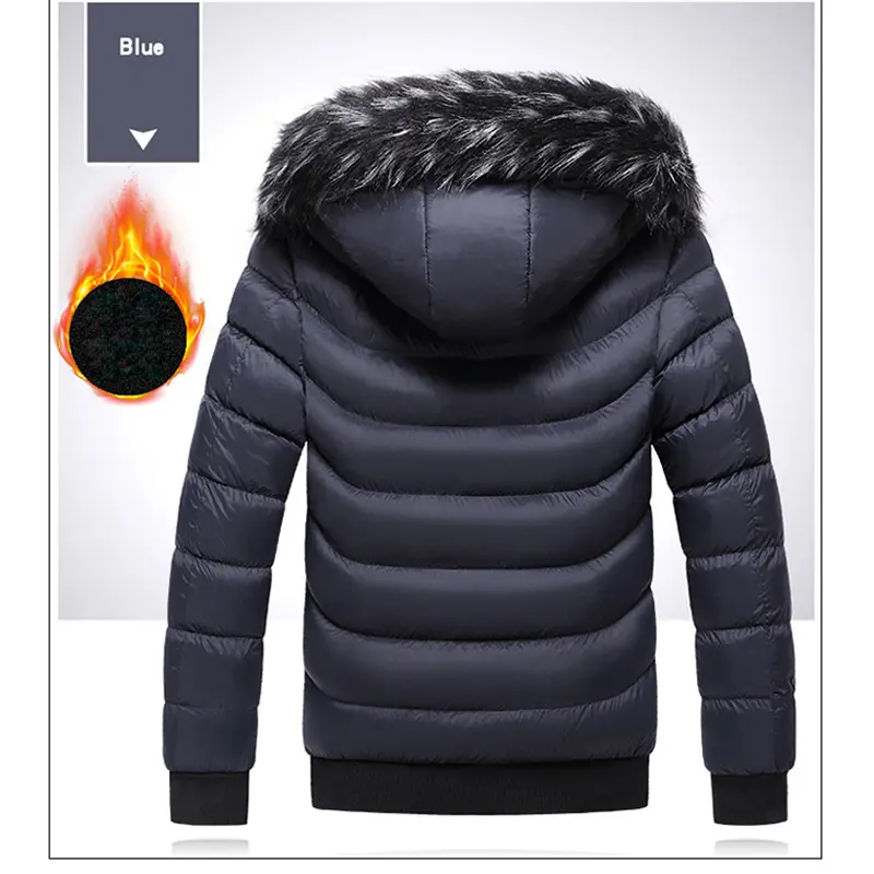 Winter Men Warm Padded Jackets Fashion Man Cotton Down Thermal Parkas Outdoor Fur Collar Windbreaker Hooded Coats Man Clothing
