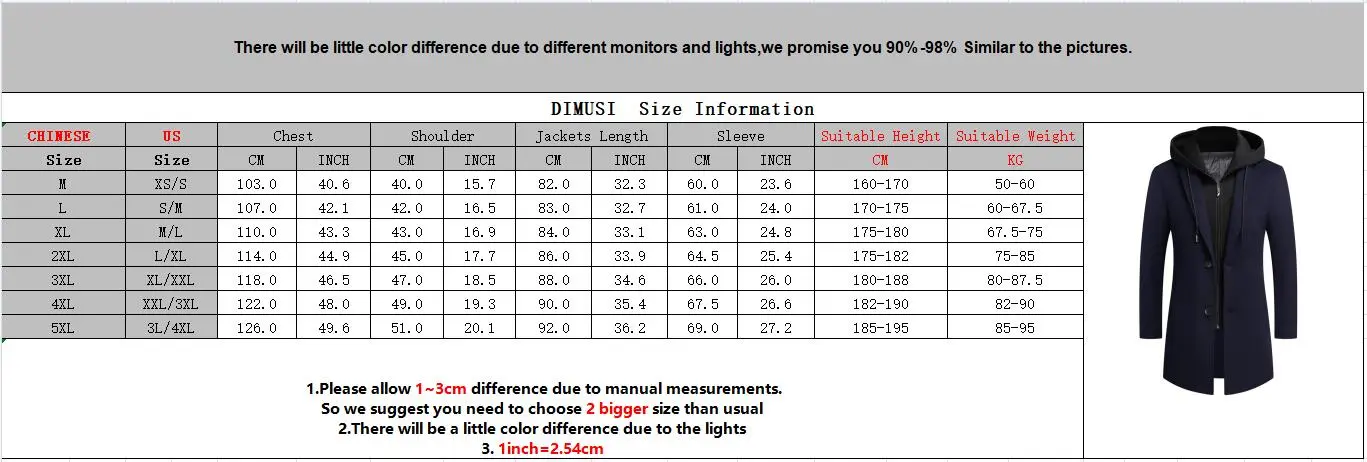 DIMUSI Winter Men's Hooded Wool Jackets Casual Middle Long Scarf Collar Cotton Thick Woolen Coat Male Luxurious Trench Clothing