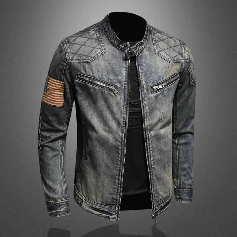 Autumn Men's Denim Jackets Fashion Men Retro Streetwear Zipper Cowboy Coats Men Vintage Windbreaker Biker Jean Jackets Clothing