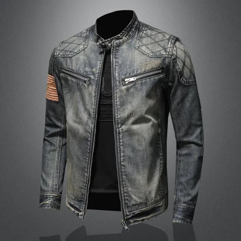 Autumn Men's Denim Jackets Fashion Men Retro Streetwear Zipper Cowboy Coats Men Vintage Windbreaker Biker Jean Jackets Clothing