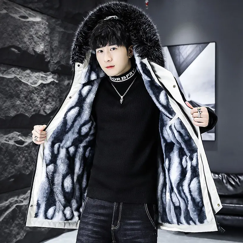 Winter Men's Long Down Jacket Fashion Male Thermal Parkas Coats Casual Men Classic Fur Collar Warm Padded Jackets Clothing 5XL