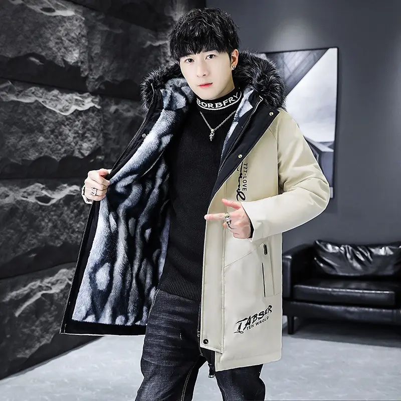 Winter Men's Long Down Jacket Fashion Male Thermal Parkas Coats Casual Men Classic Fur Collar Warm Padded Jackets Clothing 5XL