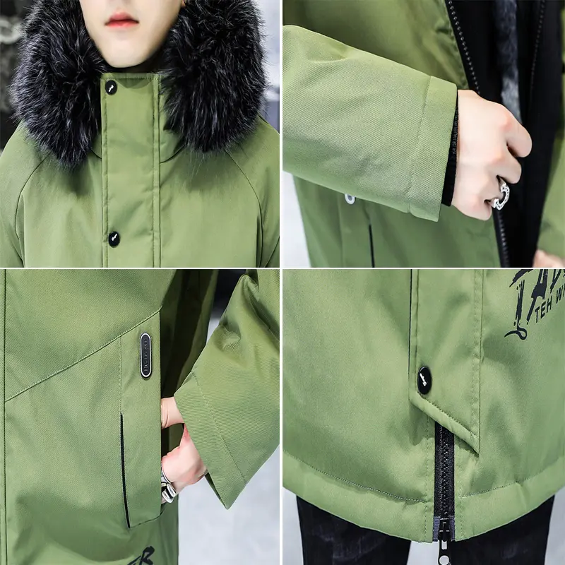 Winter Men's Long Down Jacket Fashion Male Thermal Parkas Coats Casual Men Classic Fur Collar Warm Padded Jackets Clothing 5XL