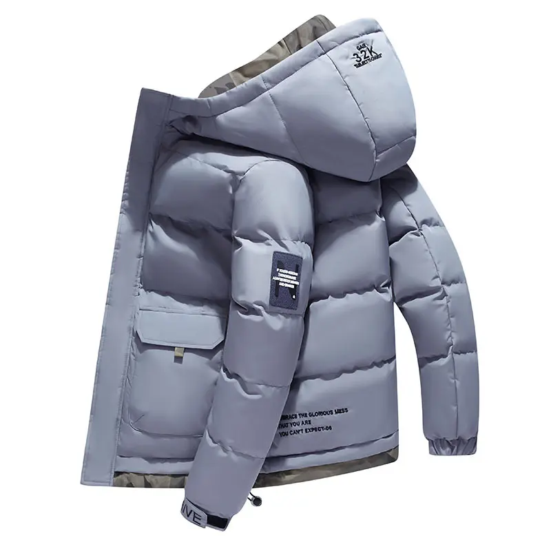 Winter Mens Warm Padded Jackets Fashion Men Cotton Thick Dow Hooded Coats Men Outdoor Sports Windbreaker Thermal Parkas Clothing