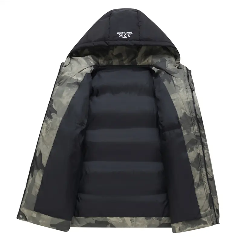 Winter Mens Warm Padded Jackets Fashion Men Cotton Thick Dow Hooded Coats Men Outdoor Sports Windbreaker Thermal Parkas Clothing