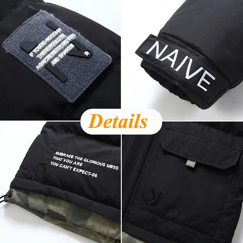 Winter Mens Warm Padded Jackets Fashion Men Cotton Thick Dow Hooded Coats Men Outdoor Sports Windbreaker Thermal Parkas Clothing