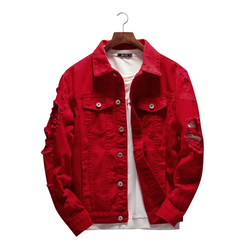 Spring Autumn Men's Denim Jackets Men Cotton Retro Ripped Hole Jean Coats Couple's Streetwear Hip Hop Denim Jacket Clothing