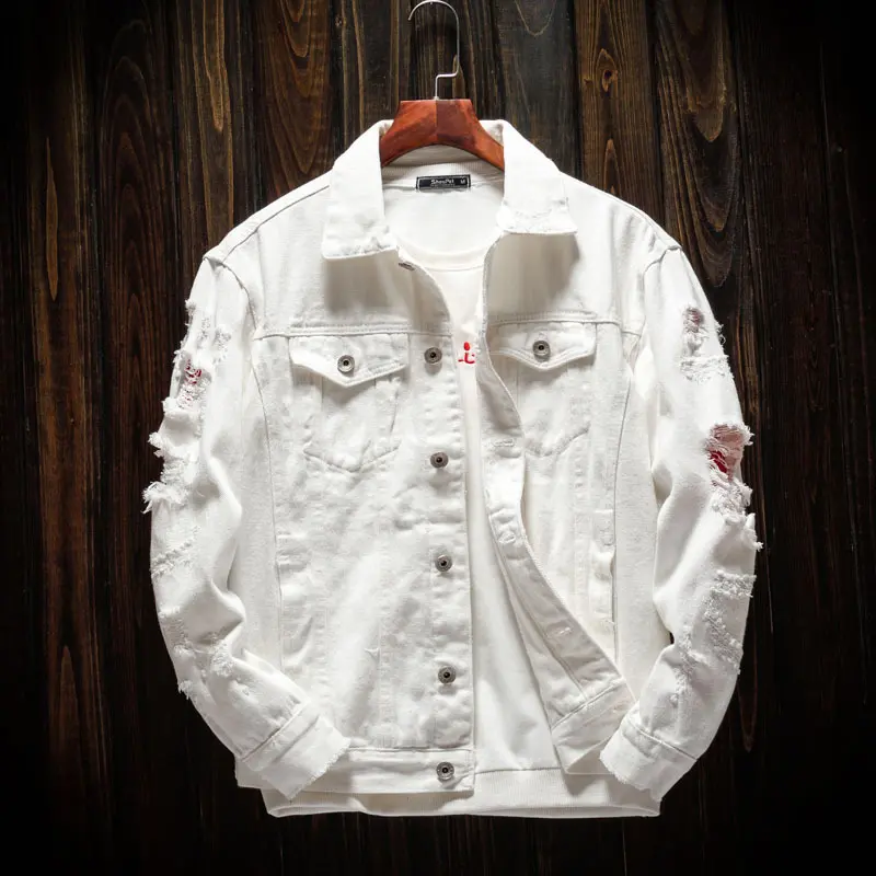 Spring Autumn Men's Denim Jackets Men Cotton Retro Ripped Hole Jean Coats Couple's Streetwear Hip Hop Denim Jacket Clothing