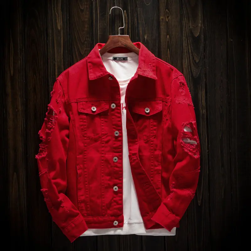 Spring Autumn Men's Denim Jackets Men Cotton Retro Ripped Hole Jean Coats Couple's Streetwear Hip Hop Denim Jacket Clothing