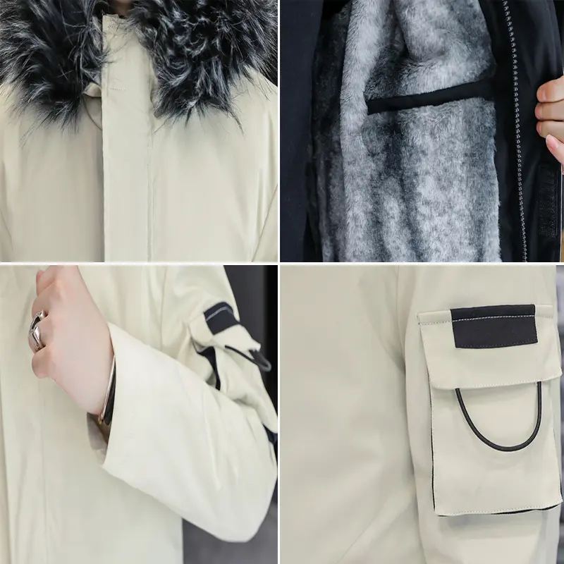 DIMUSI Winter Men's Mid-Long Parkas Coats Male Thermal Hooded Jackets Men Classic Fur Collar Fleece Liner Padded Jacket Clothing