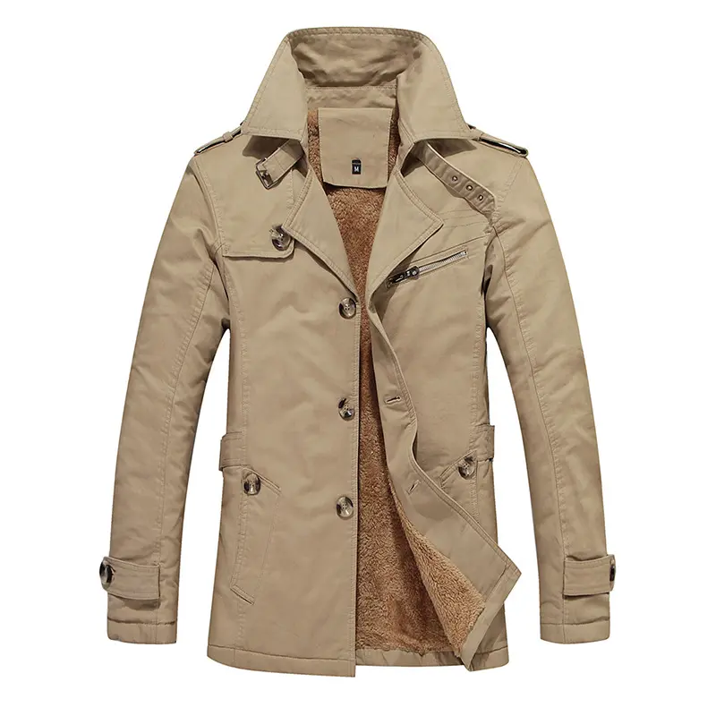 DIMUSI Men's Winter Jacket Fashion Windbreaker Military Army Waterproof Men Long Thick Fleece Warm Trench Jacket Coats ,TA125