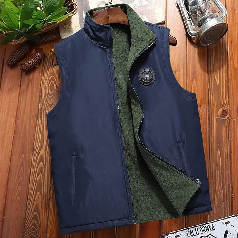 Autumn Winter Men's Warm Vests Fashion Man Reversible Fleece Padded Sleeveless Jackets Men Thermal Waistcoats Clothing 7XL
