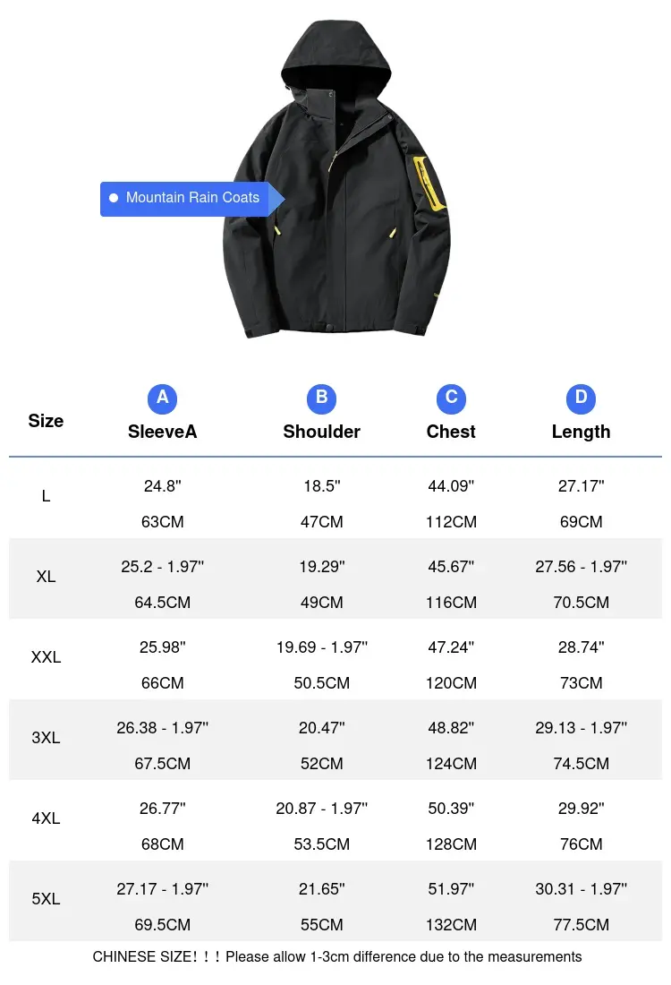 Spring Autumn Men's Mountain Waterproof Ski Jacket Windproof Rain Jackets Male Outdoor Hiking Climbing Hood Coats Clothing 5XL
