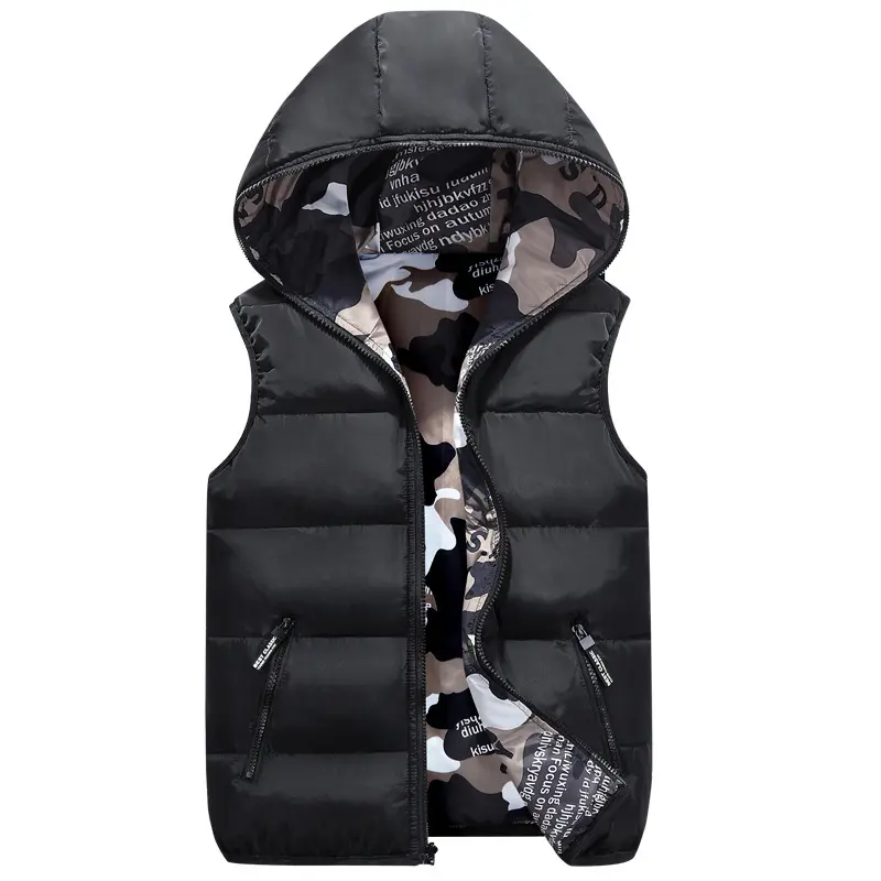DIMUSI Winter Men's Vests Sleeveless Jackets Male Double-Wear Cotton Padded Vest Coats Men Thick Warm Waistcoats Hooded Clothing