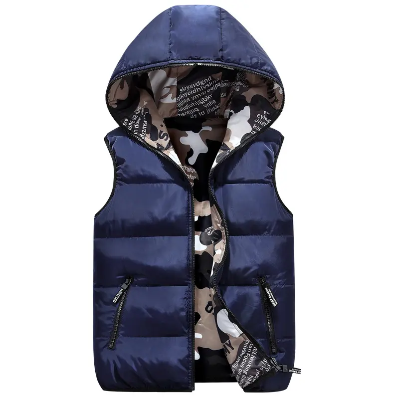 DIMUSI Winter Men's Vests Sleeveless Jackets Male Double-Wear Cotton Padded Vest Coats Men Thick Warm Waistcoats Hooded Clothing