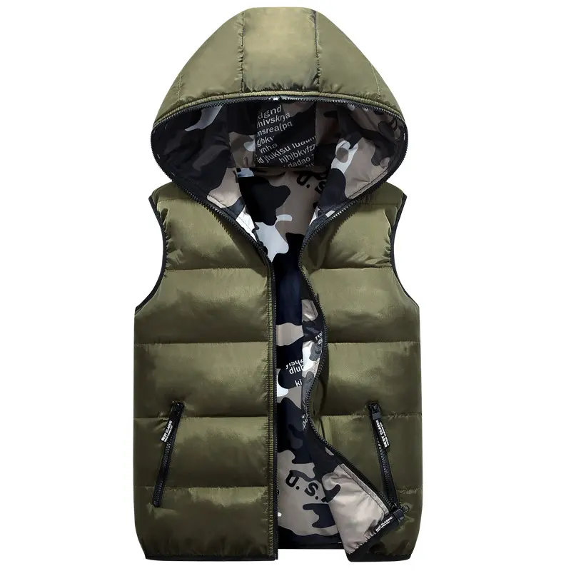 DIMUSI Winter Men's Vests Sleeveless Jackets Male Double-Wear Cotton Padded Vest Coats Men Thick Warm Waistcoats Hooded Clothing