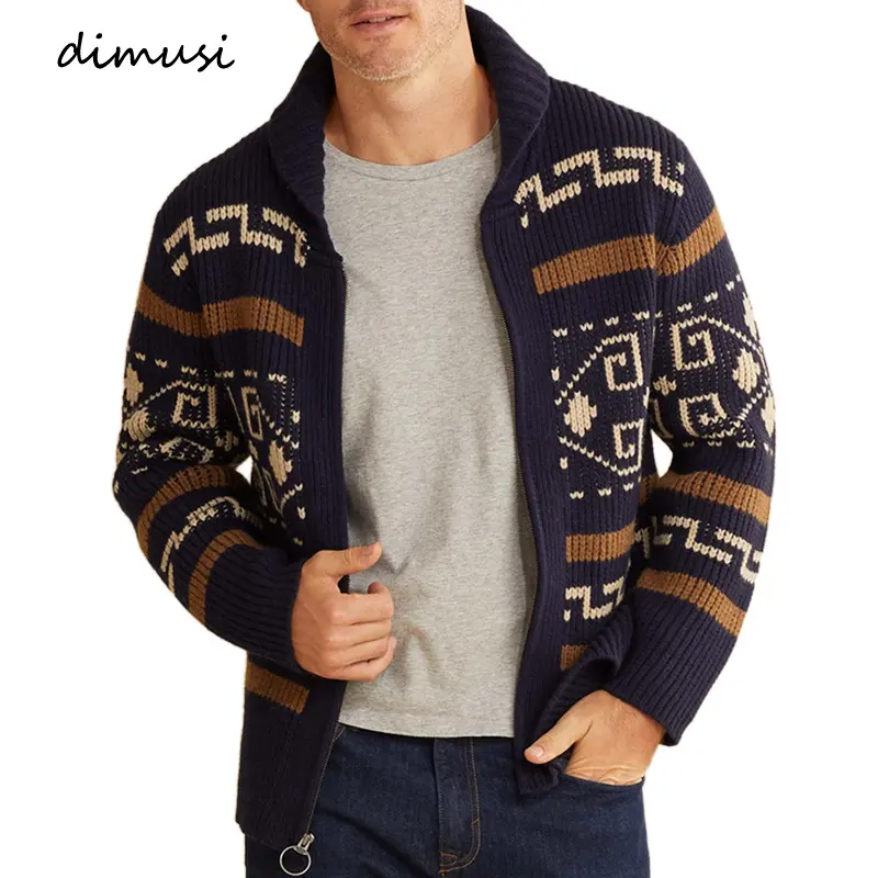 Winter Men's Cardigan Sweaters Fashion Male Knitted Sweater Thermal Warm Coats Casual Man Cashmer Lapel Knitted Jackets Clothing