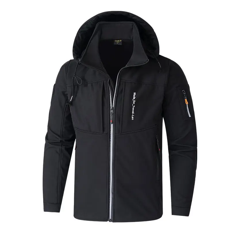 Autumn Winter Men's Mountain Ski Windbreaker Jackets Fashion Men Fleece Warm Waterproof Hooded Coats Men Reflective Night Jacket