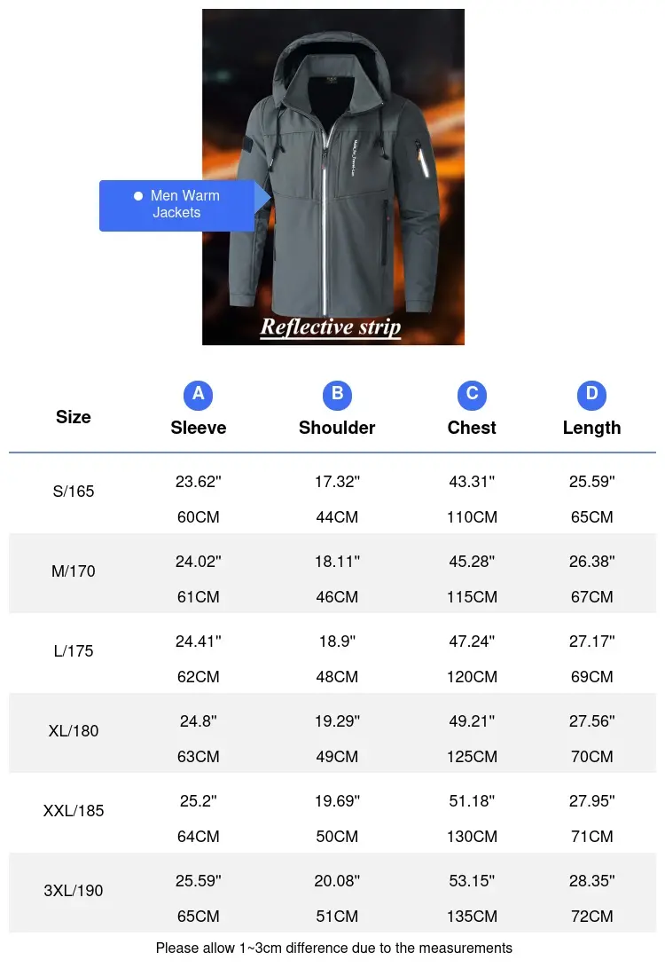 Autumn Winter Men's Mountain Ski Windbreaker Jackets Fashion Men Fleece Warm Waterproof Hooded Coats Men Reflective Night Jacket