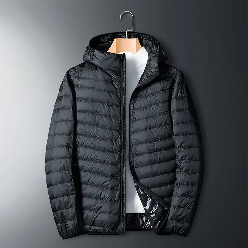 Winter Men's Ultra Light Duck Down Jackets Fashion Men Warm Hiking Windbreaker Hooded Parka Men Lightweight Waterproof Jacket