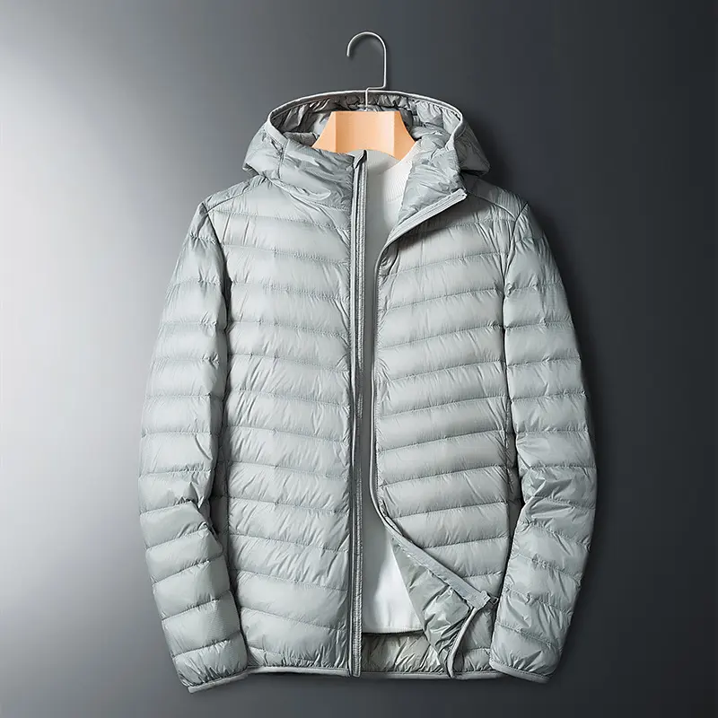 Winter Men's Ultra Light Duck Down Jackets Fashion Men Warm Hiking Windbreaker Hooded Parka Men Lightweight Waterproof Jacket