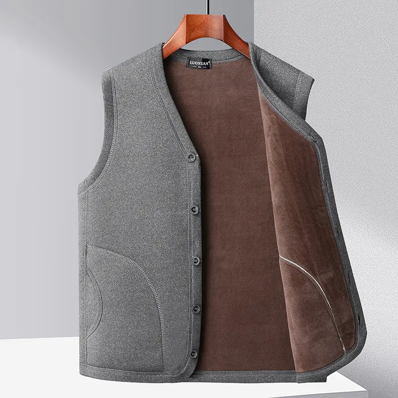 DIMUSI Winter Men's Vests Casual Man Fleece Warm Sleeveless Jackets Fashion V-Neck Outwear Thermal Fishing Waistcoats Clothing