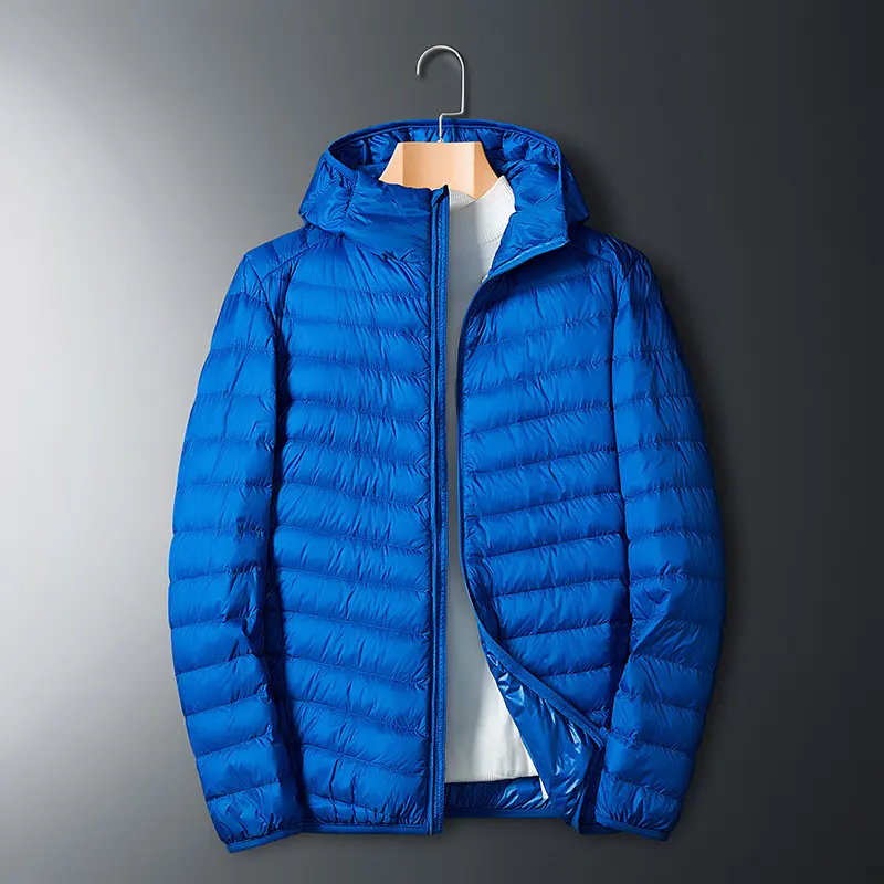 Winter Men's Ultra Light Duck Down Jackets Fashion Men Warm Hiking Windbreaker Hooded Parka Men Lightweight Waterproof Jacket