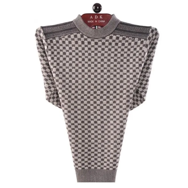 Autumn Winter Men's Warm Sweater Casual O-Neck Thick Cashmere Turtleneck Pullover Men Classic Plaid Sweaters Knitwear Clothing
