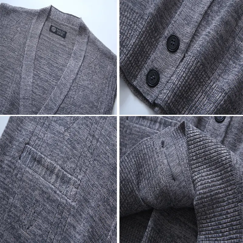 Autumn Winter Men's Knitted Warm Vests Mens Retro Button V-Neck Jumper Knitted Waistcoats Men Sweater Vest Jackets Clothing