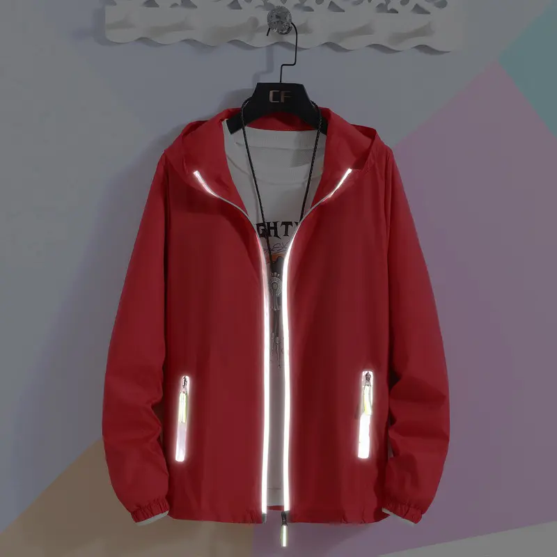DIMUSI Autumn Mens Bomber Jackets Fashion Men Sunscreen Reflective Hoodies Coats Mens Slim Sportswear Windbreaker Jackets 7XL