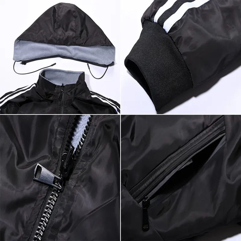 DIMUSI Men's Bomber Jacket Mens Outwear Reversible Windbreaker Warm Hooded Jackets Fashion Slim Fit Business Coats Mens Clothing