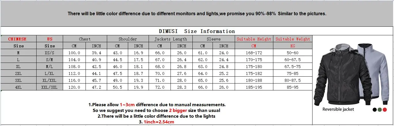 DIMUSI Men's Bomber Jacket Mens Outwear Reversible Windbreaker Warm Hooded Jackets Fashion Slim Fit Business Coats Mens Clothing