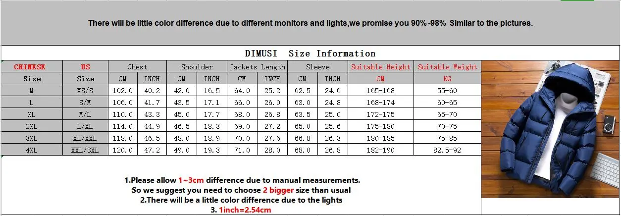 Winter Men's Warm Padded Jackets Fashion Man Cotton Thick Warm Hooded Parkas Casual Men Thermal Windbreaker Jackets Clothing
