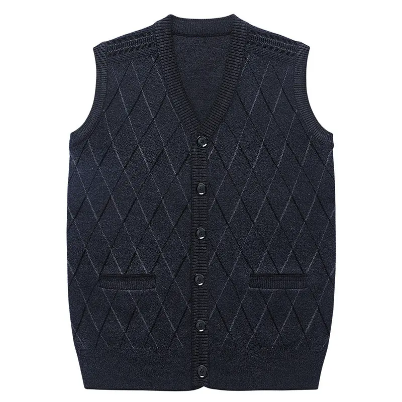 DIMUSI Winter Men's Sleeveless Vests Warm Jumper Knitted Waistcoats Casual Men Slim Fit Pullovers Sweater Vest Jackets Clothing