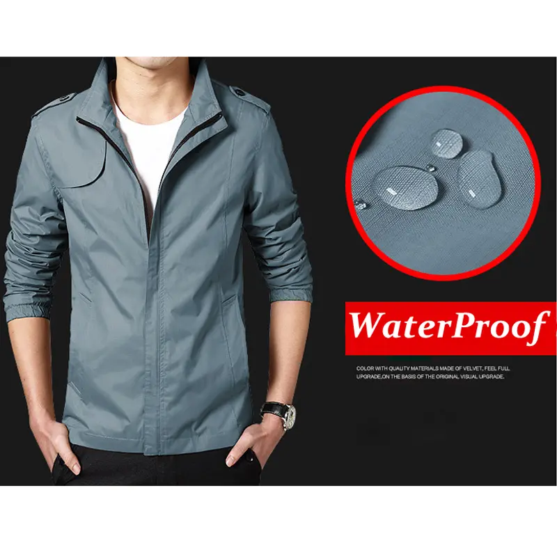 DIMUSI Men's Lightweight Coats Spring Autumn Man Waterproof Jackets Causal Men Stand Collar Windbreaker Camping Jacket Clothing