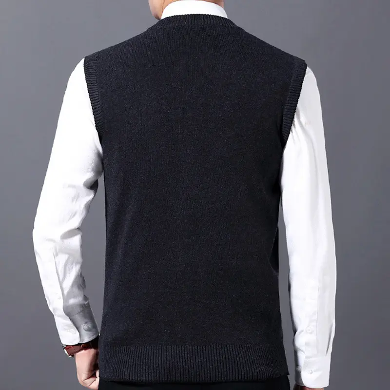 DIMUSI Winter Men's Sleeveless Vests Warm Jumper Knitted Waistcoats Casual Men Slim Fit Pullovers Sweater Vest Jackets Clothing