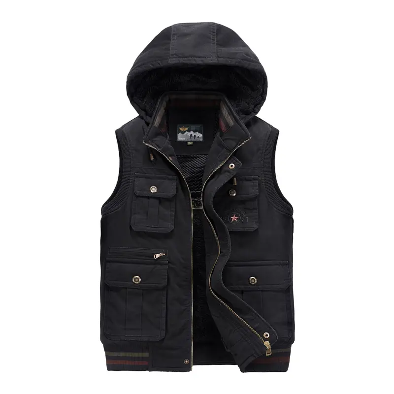 Winter Mens Fleece Padded Vests Fashion Men Thicken Warm Sleeveless Jackets with Hood Men Windbreaker Waistcoats Clothing 8XL