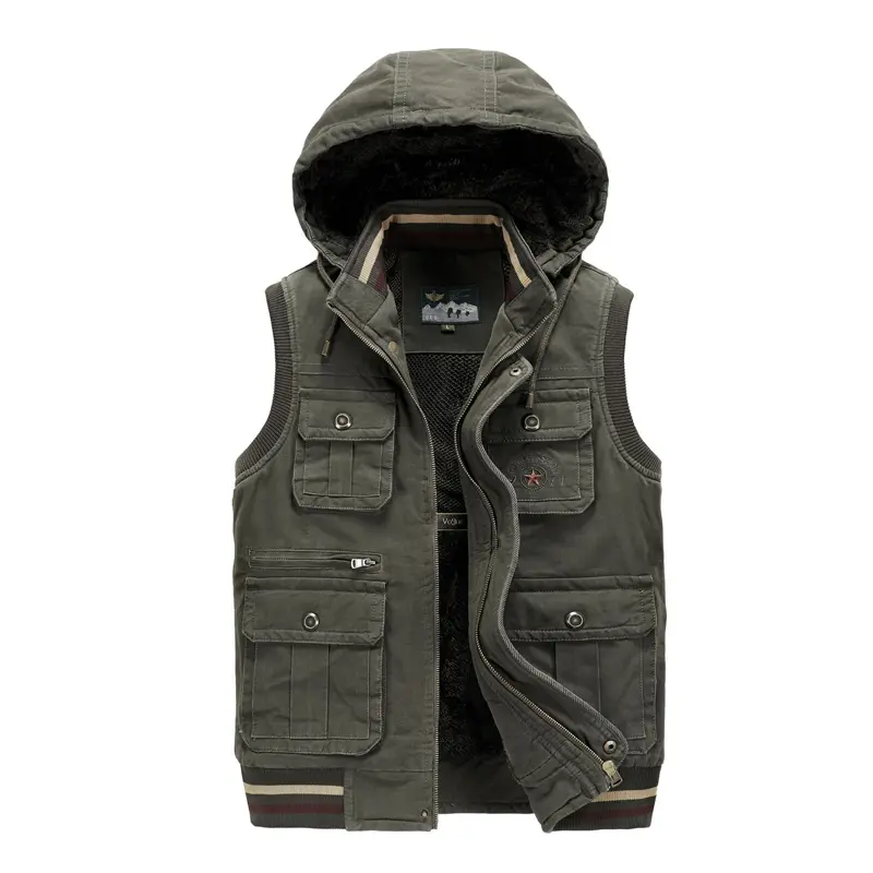 Winter Mens Fleece Padded Vests Fashion Men Thicken Warm Sleeveless Jackets with Hood Men Windbreaker Waistcoats Clothing 8XL