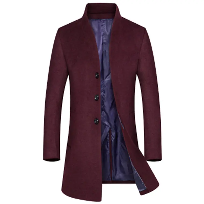Autumn Winter Mens Leisure Boutique Business Jackets Men Mid-Long Solid Color Slim Wool Coat Trench Jacket Blends Clothing 6XL