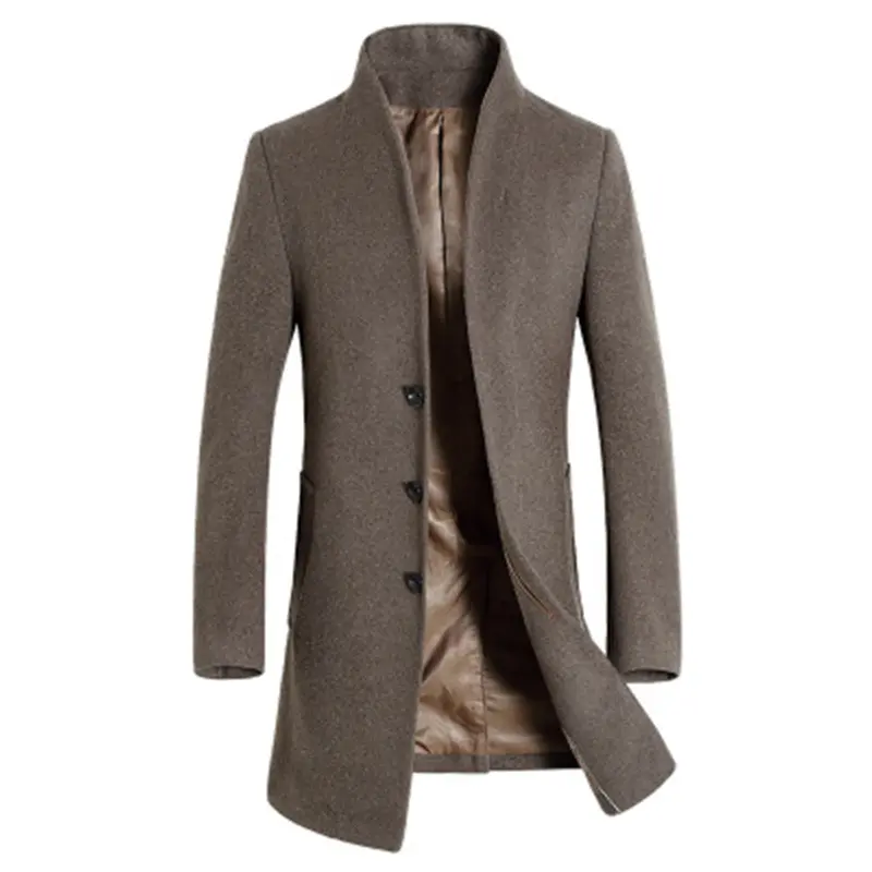 Autumn Winter Mens Leisure Boutique Business Jackets Men Mid-Long Solid Color Slim Wool Coat Trench Jacket Blends Clothing 6XL