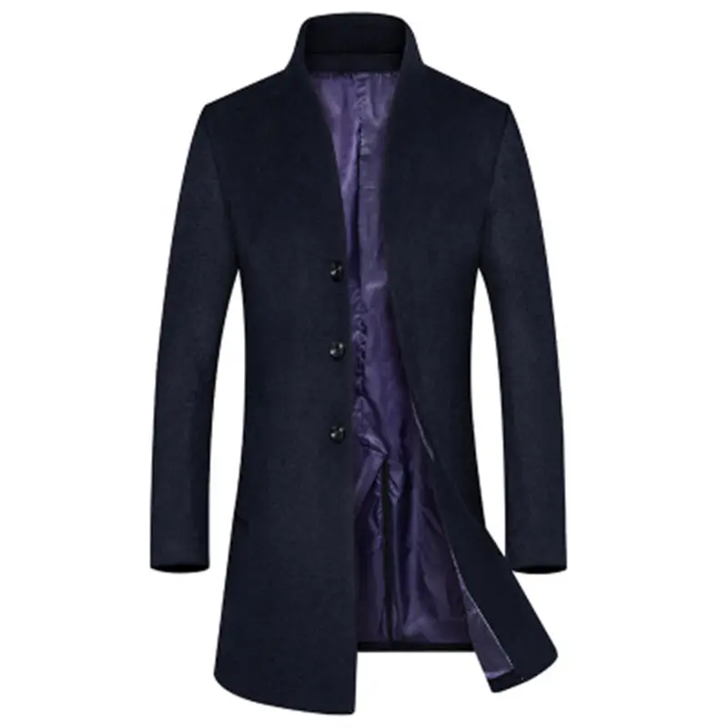 Autumn Winter Mens Leisure Boutique Business Jackets Men Mid-Long Solid Color Slim Wool Coat Trench Jacket Blends Clothing 6XL