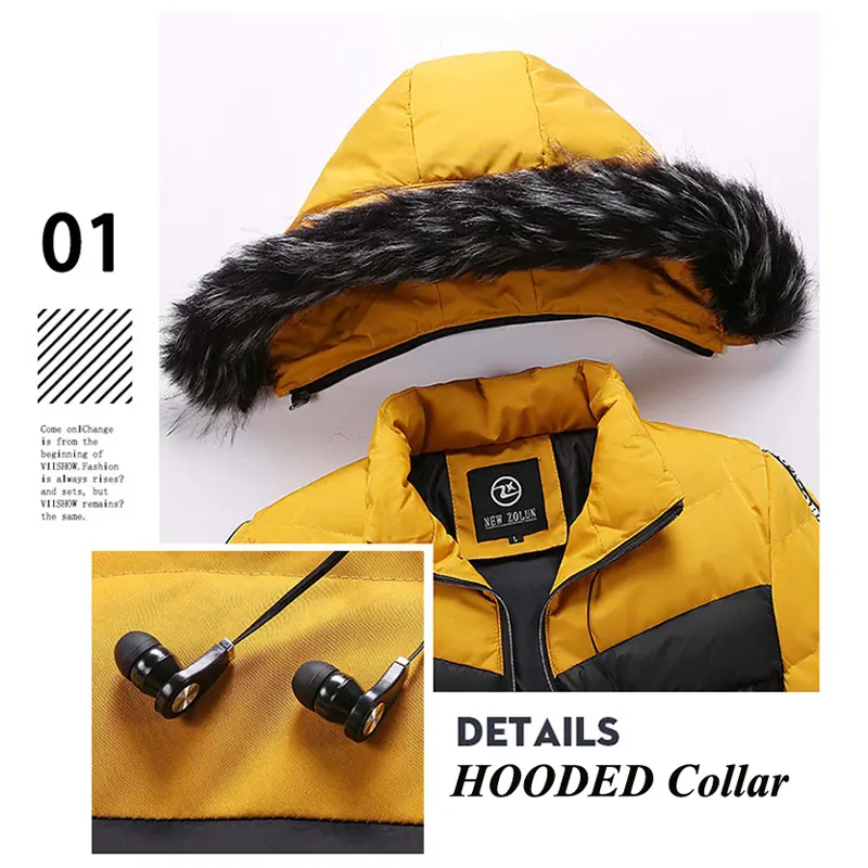 Winter Men's Warm Padded Jackets Fashion Men Cotton Thick Hooded Parkas Man Fur Collar Thermal Windbreaker Jacket Clothing
