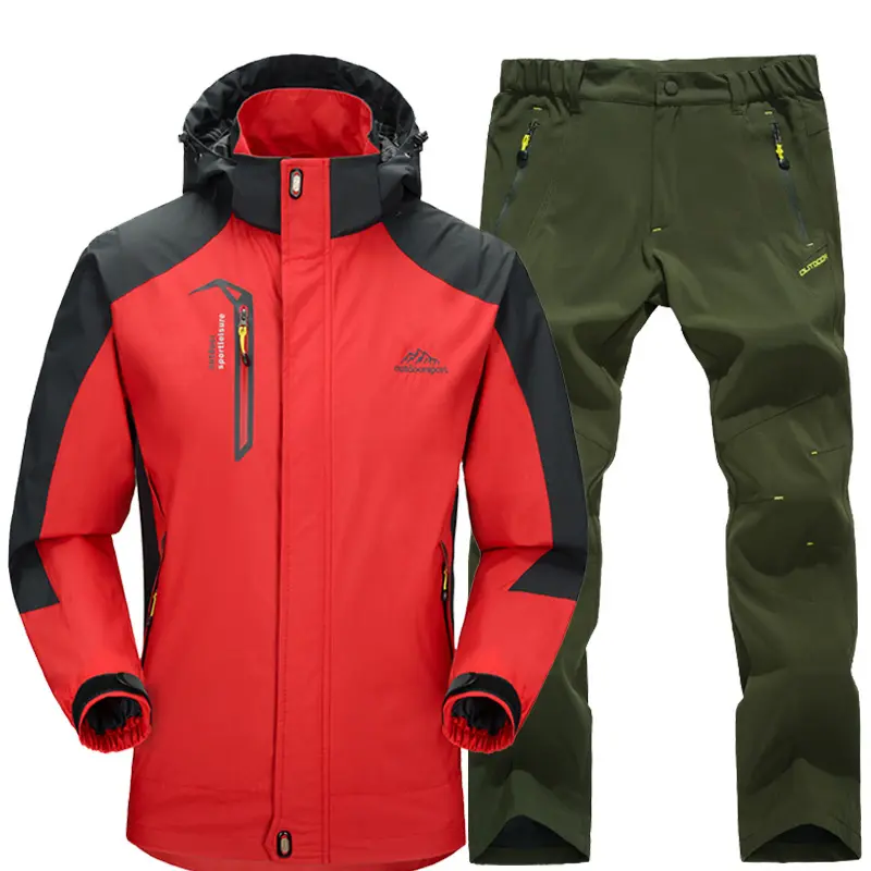 Autumn Men Waterproof Sportswear Sets Outwear Man Jacket+Pant Suit Men Quick Dry 2 Piece Sets Tracksuit Hooded Suits Clothing