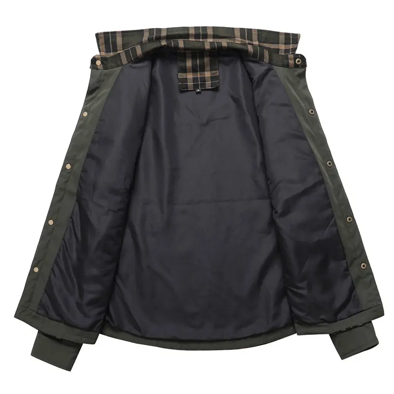 Spring Autumn Men's Plaid Shirts Men Retro Cotton Long Sleeve Shirt Coats Mens Turn-Down Collar Windbreaker Shirts Clothing