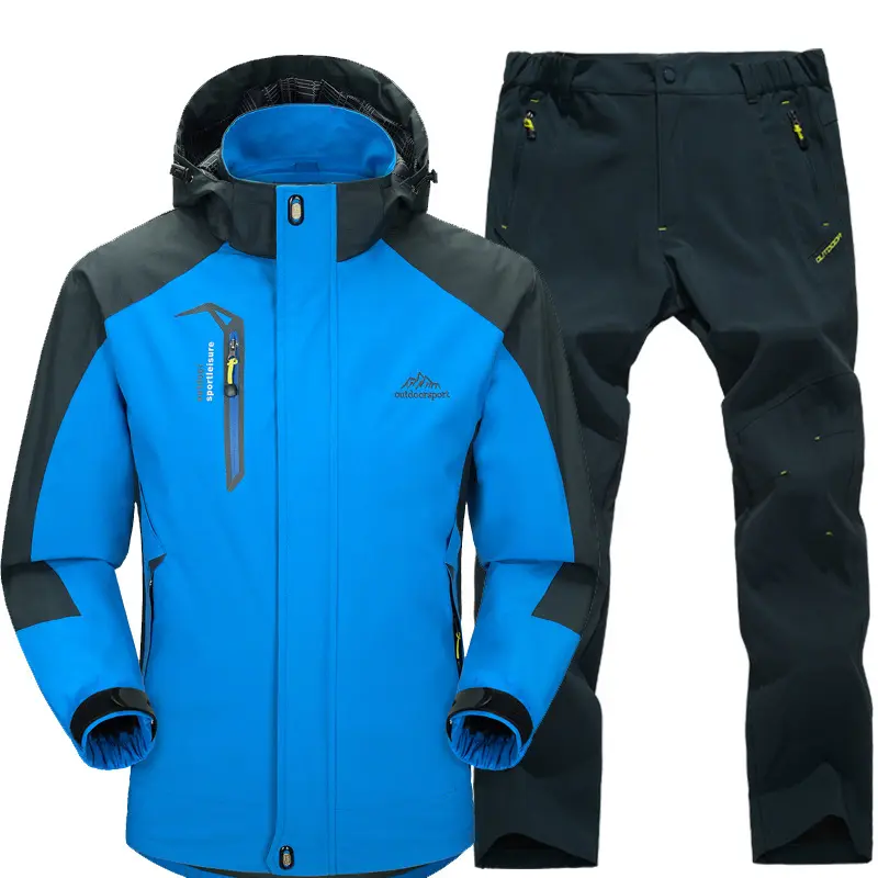 DIMUSI Men Sports Set Outdoor Sweatshirt +Sweatpants Suit Casual Waterproof 2 Pcs Hiking Sets Tracksuit Hoodies Mens Clothing