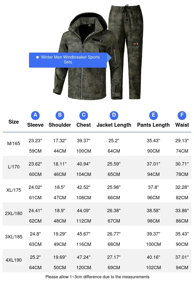 Winter Men Mountain Ski Warm Sets Men Hiking Widnbreaker Waterproof Sports Suit Men 2 Pieces Parkas Sets Tracksuit Rain Clothes
