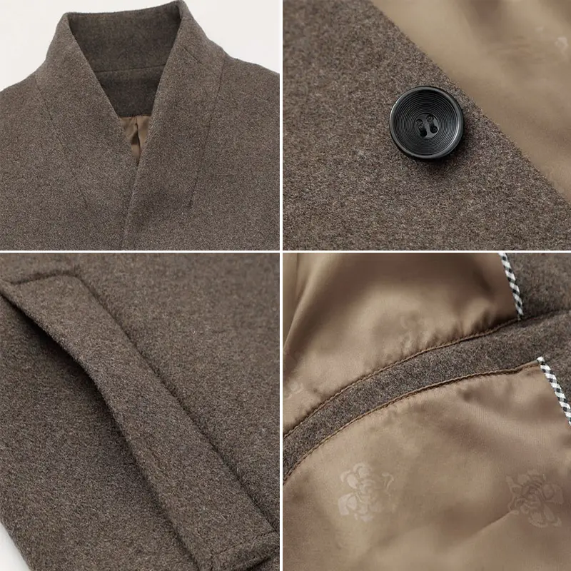 Autumn Winter Mens Leisure Boutique Business Jackets Men Mid-Long Solid Color Slim Wool Coat Trench Jacket Blends Clothing 6XL