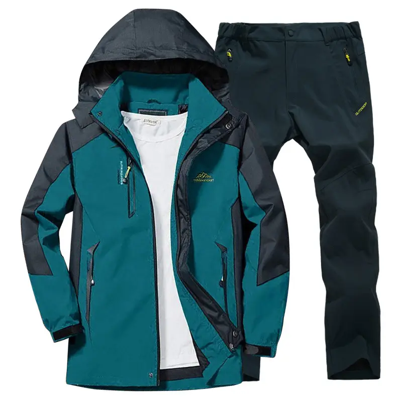 DIMUSI Men Sports Set Outdoor Sweatshirt +Sweatpants Suit Casual Waterproof 2 Pcs Hiking Sets Tracksuit Hoodies Mens Clothing