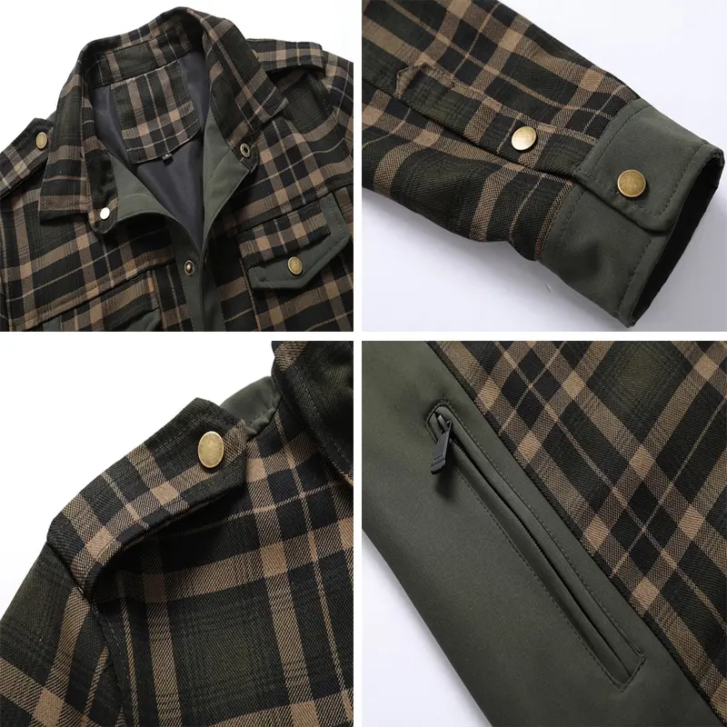 Spring Autumn Men's Plaid Shirts Men Retro Cotton Long Sleeve Shirt Coats Mens Turn-Down Collar Windbreaker Shirts Clothing