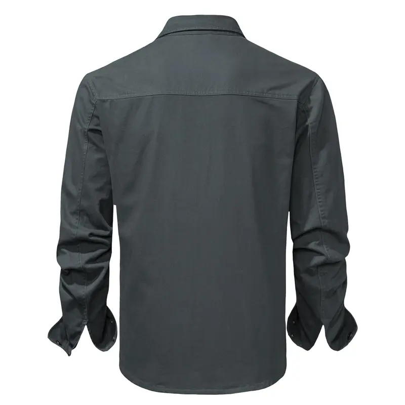 Spring Autumn Men's Corduroy Shirts Men Retro Wash Cotton Workwear Shirt Men Solid Color Long Sleeve Turn-Down Collar Shirts 2XL